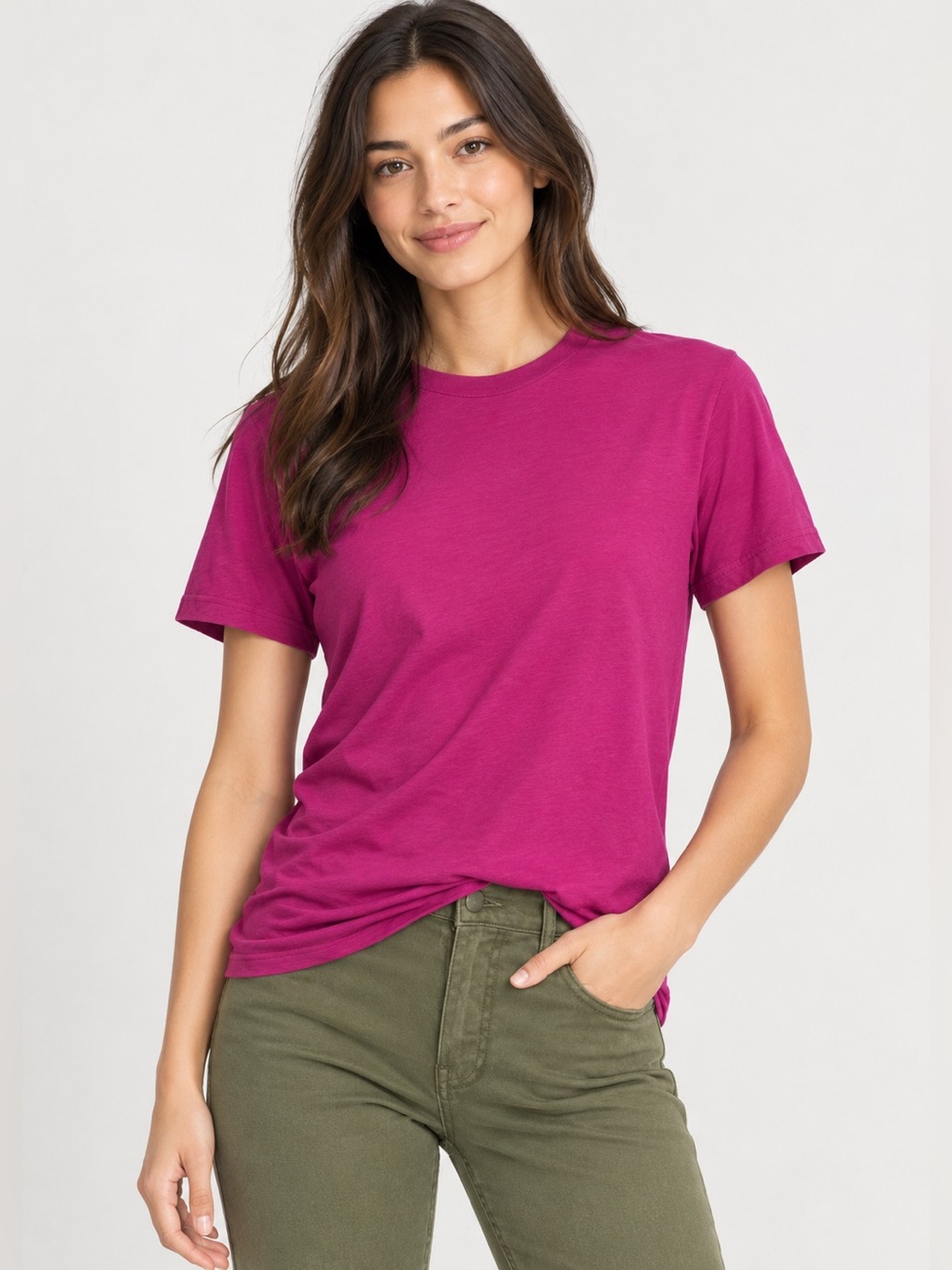 VINCE Basic Casual Tee Shirt Top Magenta pink XS